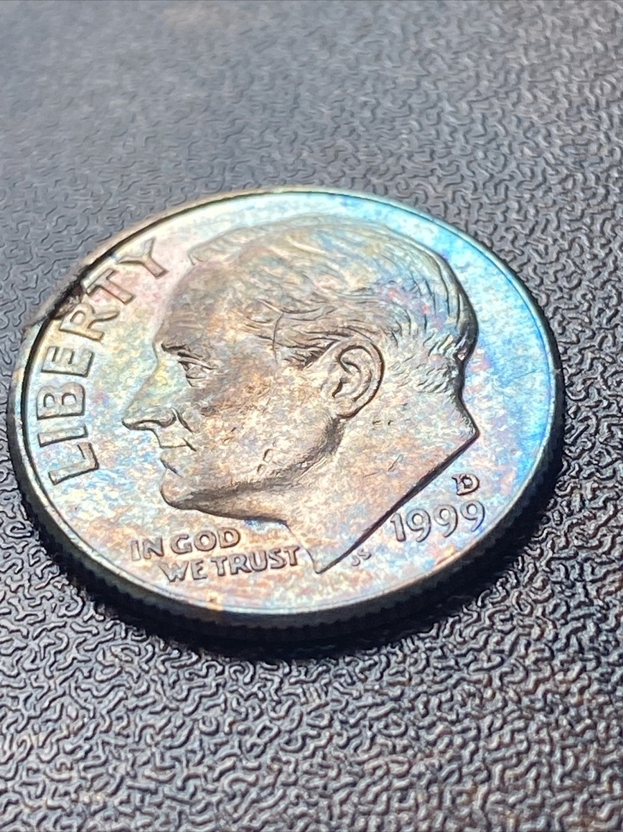 1999 D Roosevelt Dime Actual Coin Jaw-dropping Radiant Blue Tone