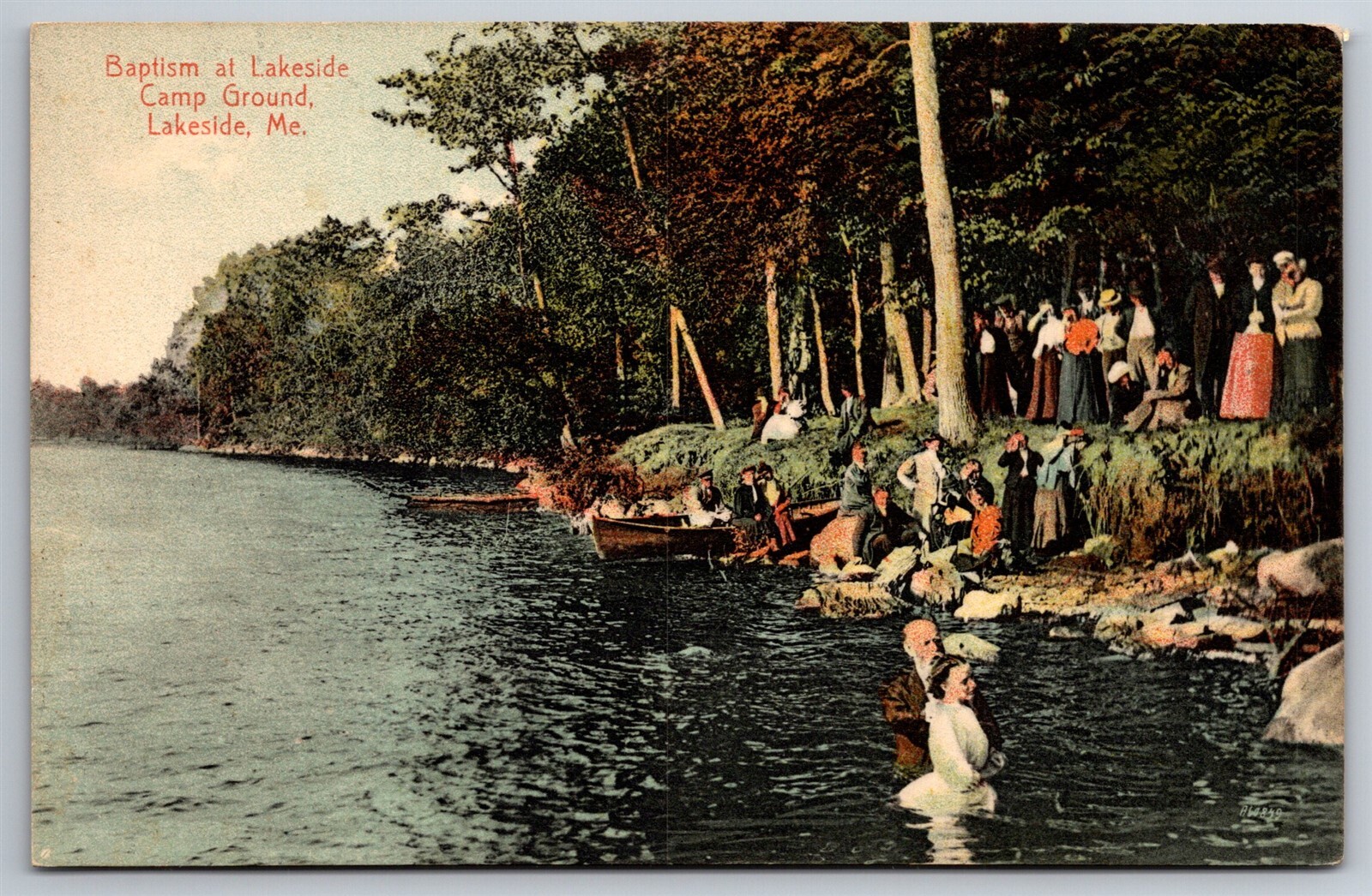 Baptism At Lakeside Camp Ground Lakeside ME Postcard P11