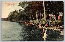 Baptism At Lakeside Camp Ground Lakeside ME Postcard P11