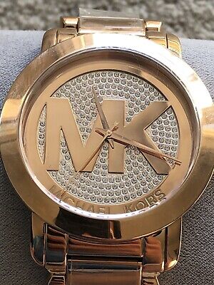 Michael Kors Women Oversize 45mm Rose Gold Logo Glitz Watch Michael Kors Women Oversize 45mm Rose Gold Logo Glitz Watch