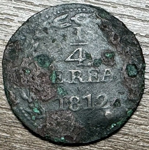 1812 CARACAS VENEZUELA Spanish 1/4 REAL Republican coinage COPPER CIRCULATED #1 - Picture 3 of 4