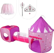 NEW LARGE Pop Up Princess Play Palace Dress Up Tunnel Hut Tent Glow Stars SEALED