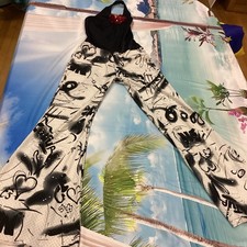 Black White Graffiti Print Halter Flared Sleeveless Sequin Jumpsuit Women