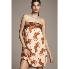 NWT Farm Rio x Anthropologie Tiger Bubble Mini Dress $228 LARGE Honey