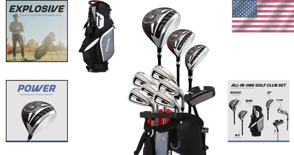 Conjunto completo de golfe para canhotos – inclui driver de 460cc, híbrido, ferros e bolsa - Imagem 2 de 4