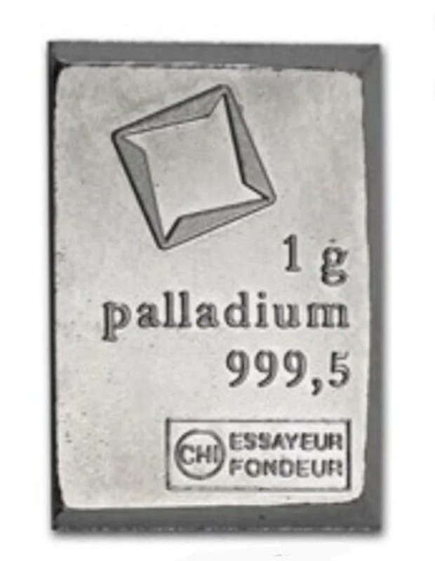 1 gram Palladium Bar .9995 Fine Bar - Valcambi Suisse Palladium CombiBar™