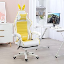Vinsetto Racing Style Gaming Chair w/ Footrest Removable Rabbit Ears Refurbished