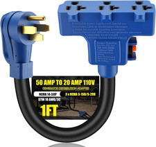 Overload Protector 50 Amp to 110V Generator Distribution Adapter Cord Compatible
