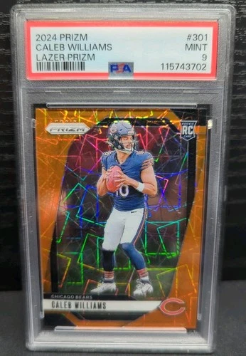 2024 Panini Prizm Caleb Williams Rookie Orange Lazer Parallel Bears PSA 9 #301