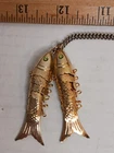Vintage Costume Jewelry SET Clip Earrings/Pendant- Dangling Reticulated Fish