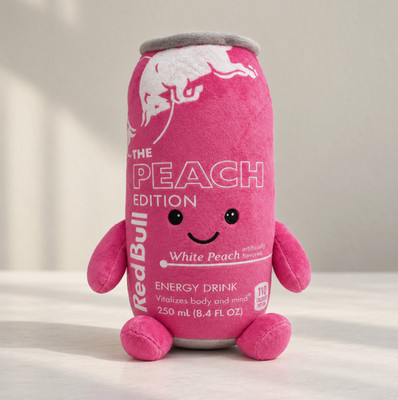Red Bull Energy Drink Plüschtier Peach Edition Kuscheltier Pink 22cm