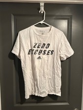Adidas Shirt Mens Medium WHITE Crew Neck Short Sleeve Graphic GO TO TEE