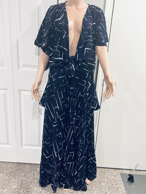 2 PCS double sided printed Wrapped Top and Palazzo Pant with pocket for Women