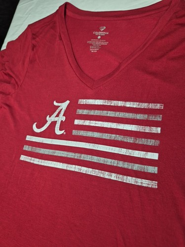 Camiseta roja Colosseum Alabama Crimson Tide para mujer cuello en V grande L nueva con etiquetas #114166 - Imagen 2 de 8