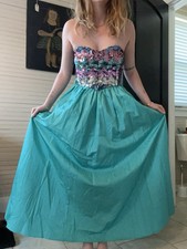 Teal Strapless Sweetheart Sequin Bow Ballgown Long Dress Pattern Size