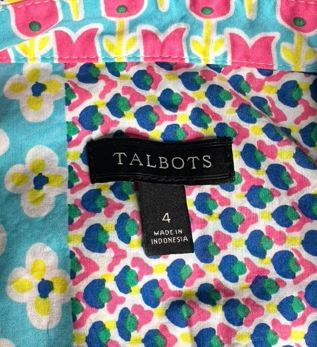 Talbots Island Patchwork Floral Print Belted Shir… - image 12