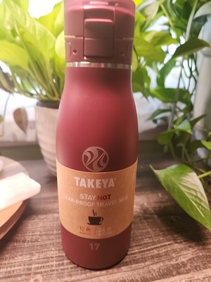 Takeya 17oz Leak-Proof Travel Mug Thermos Beverage Bottle Container Maroon