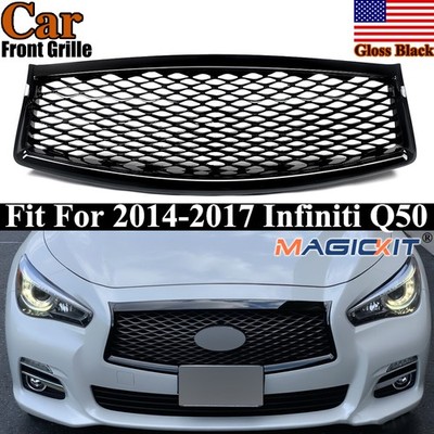 MagicKit Front Bumper Upper Grill Replacement Glossy For 2014-2017 Infiniti Q50