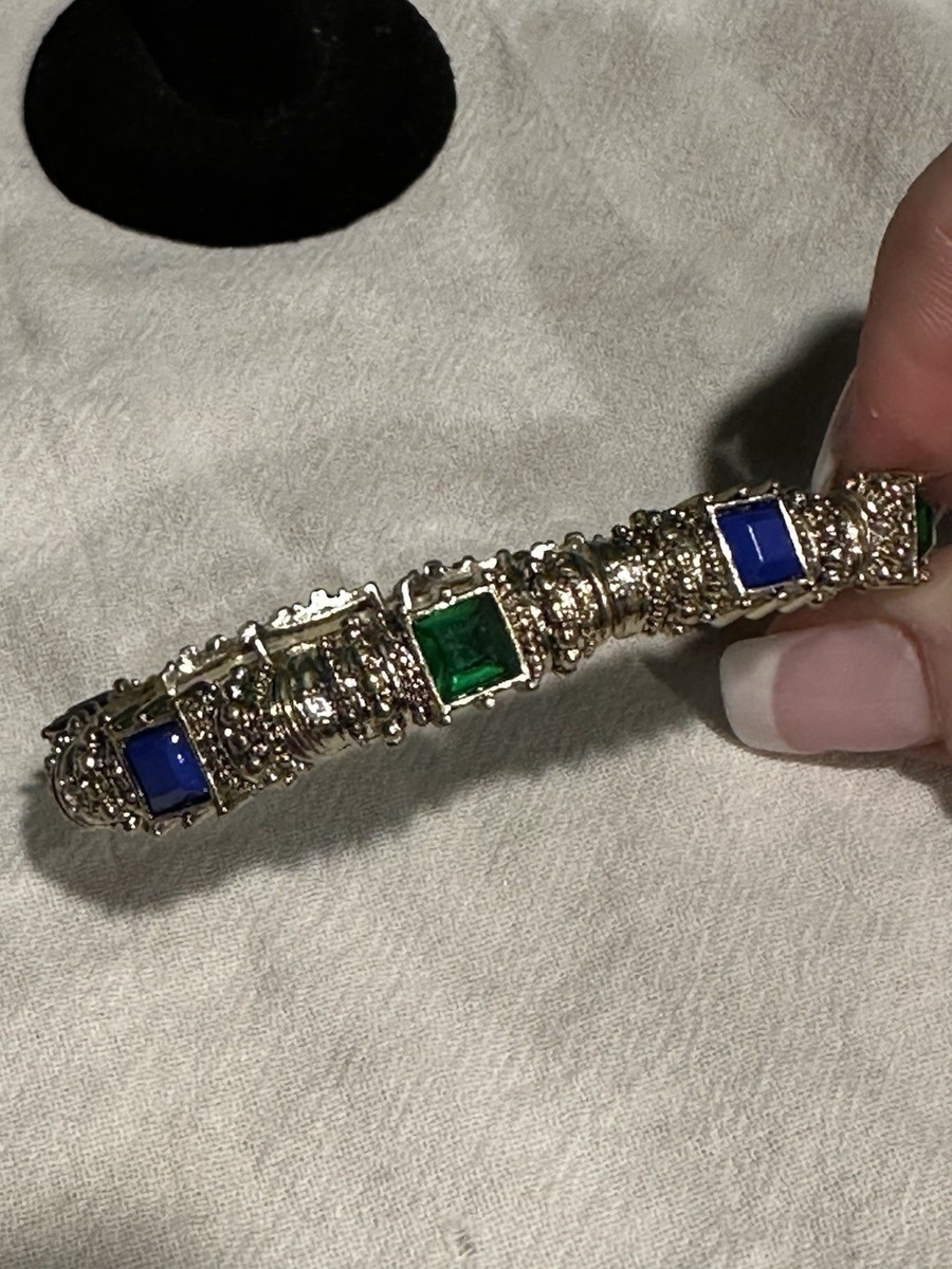LOT OF 3 GRAZIANO STRETCH BRACELETS MULTICOLOR STONES JEWELS GOLD TONE GEMS View 3