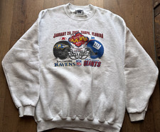 Super Bowl XXXV 2001 Baltimore Ravens New York Giants Crewneck Size XL Lee Vtg