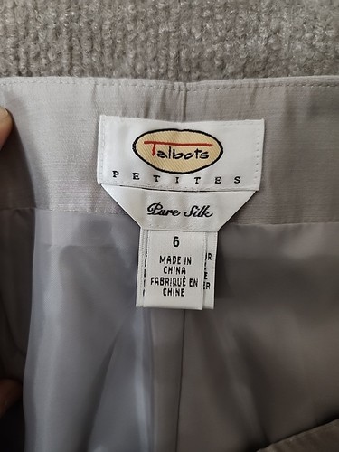 Talbots Pure Silk Dress Pants Womens 6 Petite Silver Gray Tapered Leg Lined NEW - Picture 5 of 9