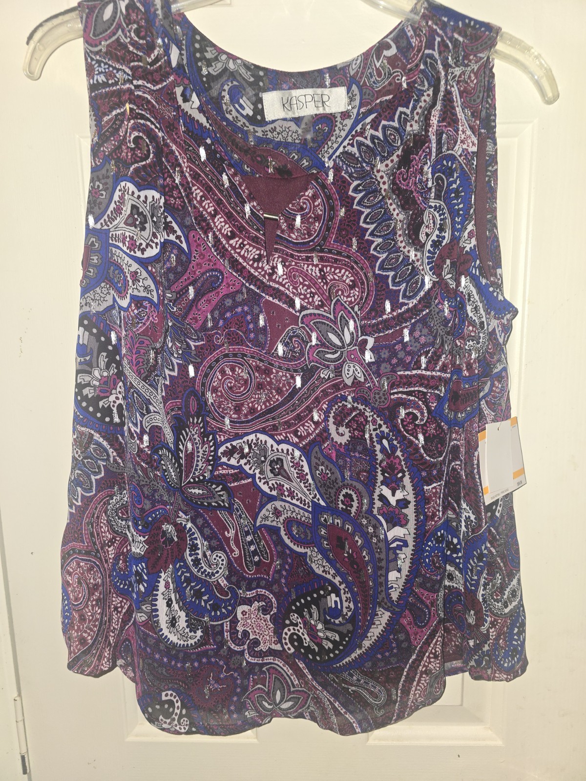 KASPER Women Lightweight Stretch Poly Tank Top Front Cutout Multicolor  S