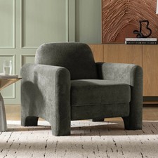 Mid Century Modern Nordic Design Grey Chennille Upholstered Accent Armchair