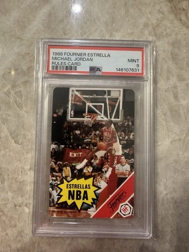 Michael Jordan 1988 Fournier NBA Estrellas Rules Card Bulls Graded PSA 9 MINT