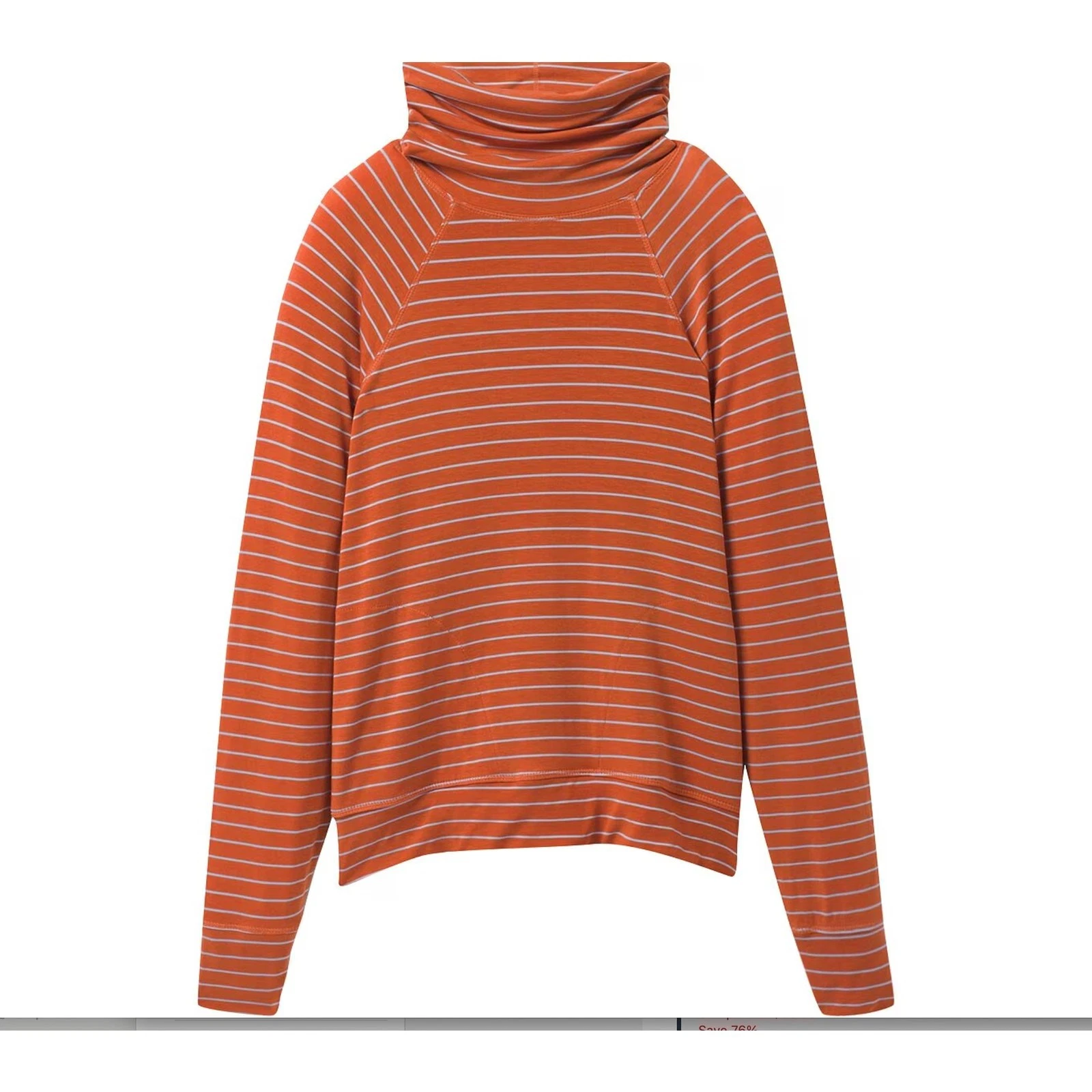 NEW prAna Womens Shirt Long Sleeve Pullover Orange Stripe UPF Shirt Size XL NWT