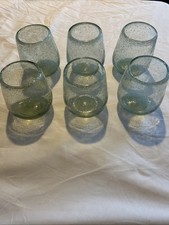 Pottery Barn Hand Blown Stemless Glasses - Set Of 6 Green