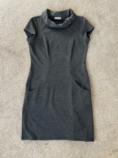 Wallis Grey Tunic Shift Dress. Cap Sleeves, Pockets. Size 10. 