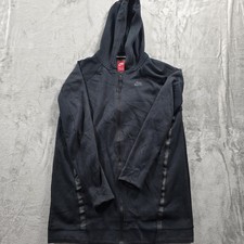 VINTAGE Nike Hoodie Mens Medium Black Full Zip Swoosh 90s Y2k Sweatshirt Jacket