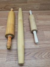 Wood Rolling Pin Set Lot 3 French Tapered Free Rolling Baking Tools
