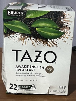 Tazo Awake English Breakfast Black Tea K-Cup Pods 22 Count 3.34oz Strong READ