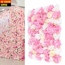 12-Pack Artificial Flower Wall Panels 24" x 16" Pink Yellow White Wedding Decor