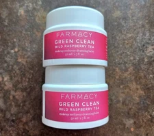 (2) Farmacy Green Clean WILD RASPBERRY TEA Makeup Meltaway Cleansing Balm 1.7 Ea