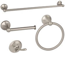 4 Piece Antique Bathroom Hardware Accessories Set Brushed Nickel,24 Inch Towe...