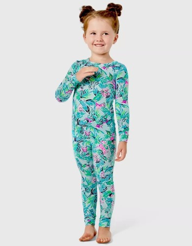 Lilly Pulitzer Little Girls Sammy Pajama Set Size 10 In Seasalt-blue Barking Up - Picture 1 of 3