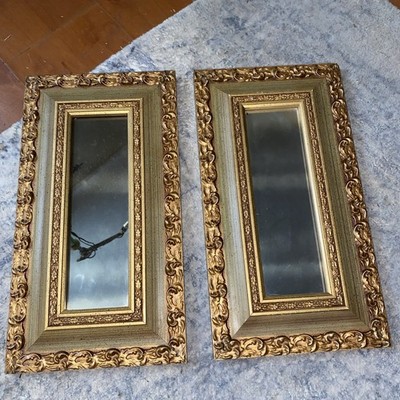 Set Of Two 4 X12 Smoked Glass Mirrors American Walnut Association Mid Century