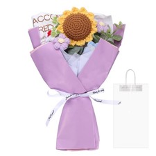 Crochet Flowers Bouquet Handmade Knitted Bouquet Sunflower Purple
