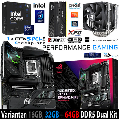 PC Bundle i9 Core Ultra 285K Asus Rog Strix Z890-F Gaming Wifi mit 16, 32 + 64GB
