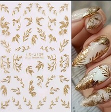 Goldene Nagelsticker Blattmotiv Selbstklebend