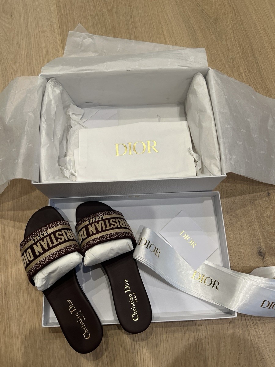 Authentic NEW Christian Dior Dway Slides- Size 36 Burgundy