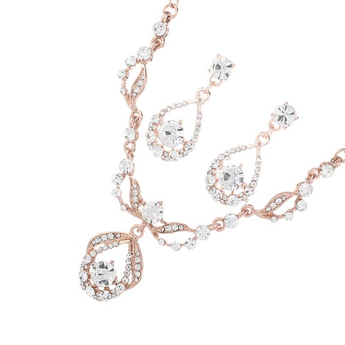 1 Zestaw Stras Naszyjnik Kolczyki Stras Biżuteria Zestaw Biżuteria ślubna - Zdjęcie 9 z 12