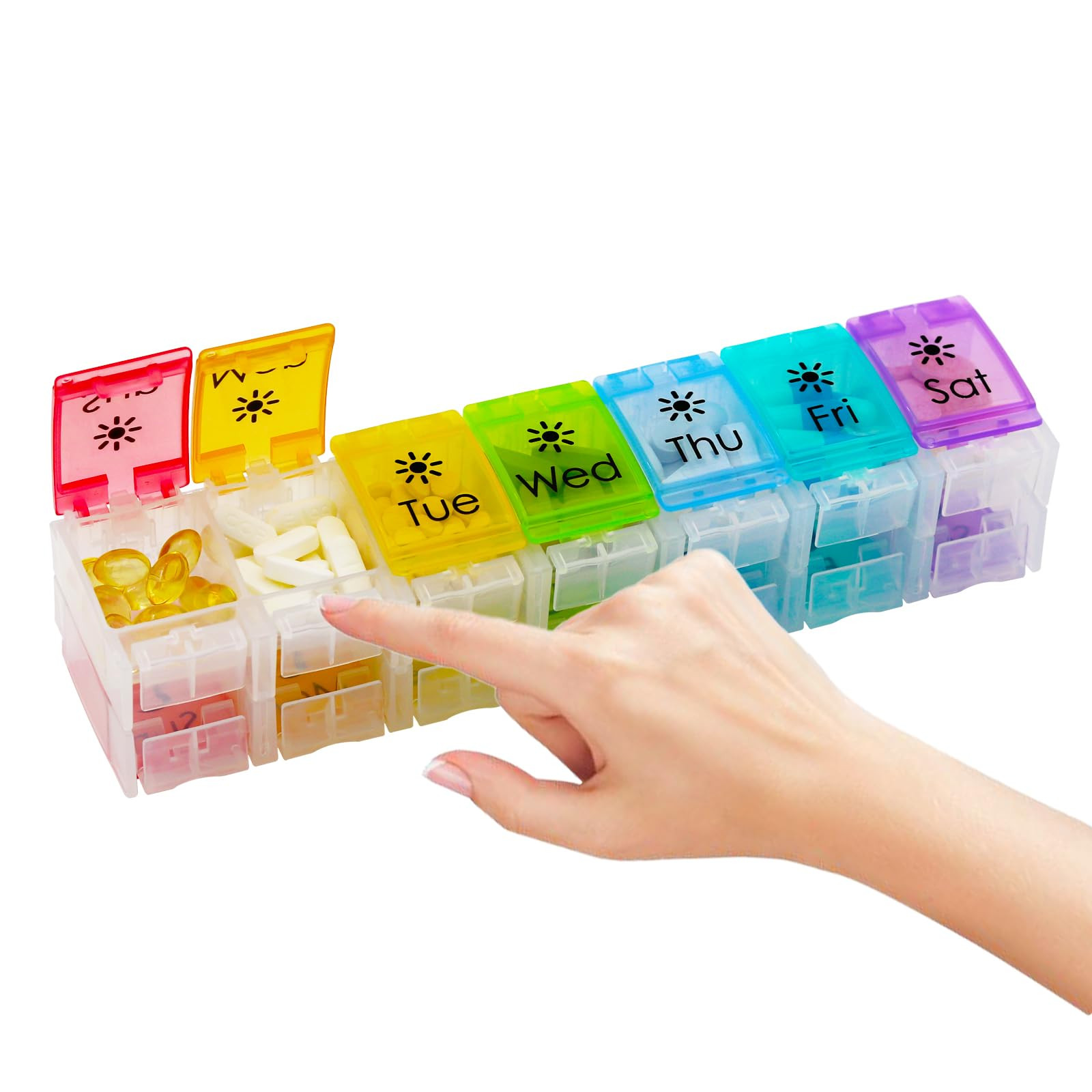 XL Weekly Pill Organizer Arthritis Friendly, AM PM Travel 7 Day Pill Box Case...