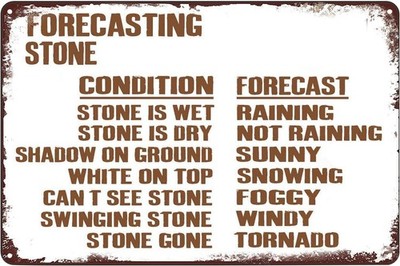 Vintage Weather Forecasting Stone Tin Metal Sign Poster Wall Decor 8x12