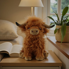 12  Highland Cow Plush Toy, Soft Brown Stuffed Animal Doll Gift