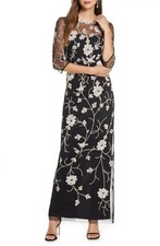 JS Collections 867094 Beaded Embroidered Column Gown SZ 4 Black 358