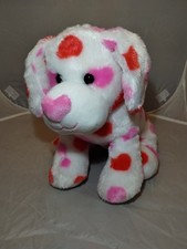 Build a Bear 25th Anniversary 12" Dog Plush Pink  Red Hearts