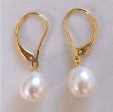 Natural 10-11mm White South Sea Pearl Stud Earrings 14k Gold
